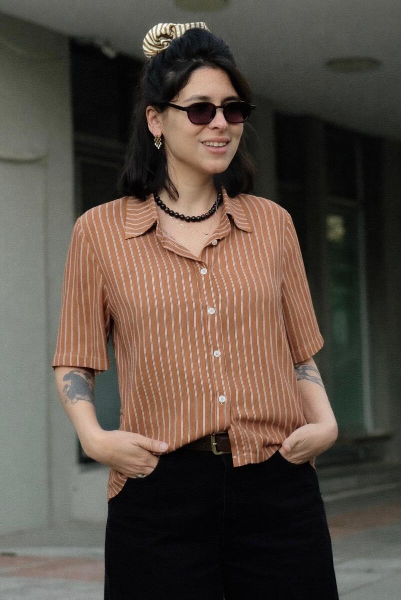 Terracotta Striped Dror Button-Up Shirt