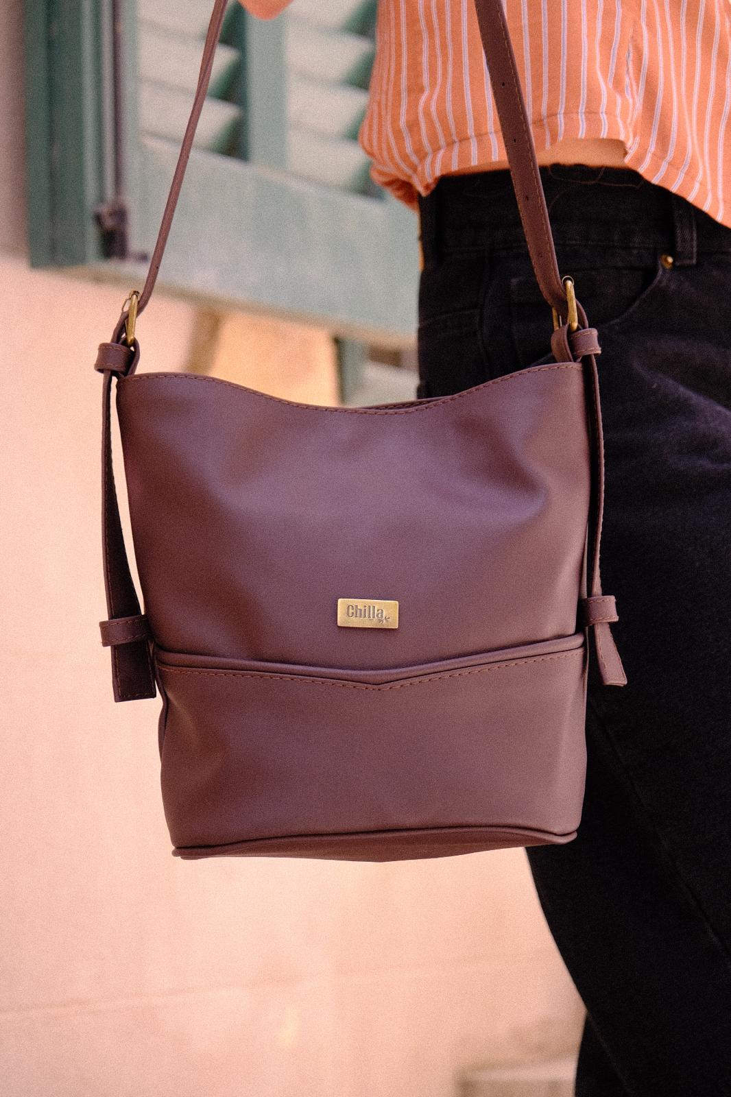 Mini Bucket Crossbody Bag – Chocolate Brown Vegan Leather