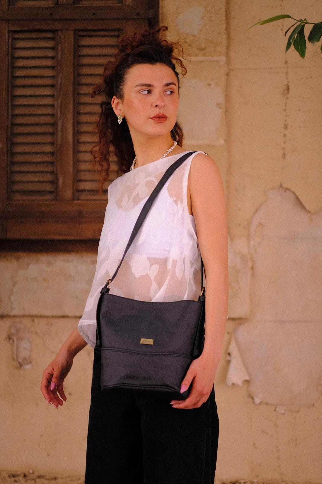 Mini Bucket Crossbody Bag – Black Matte Vegan Leather