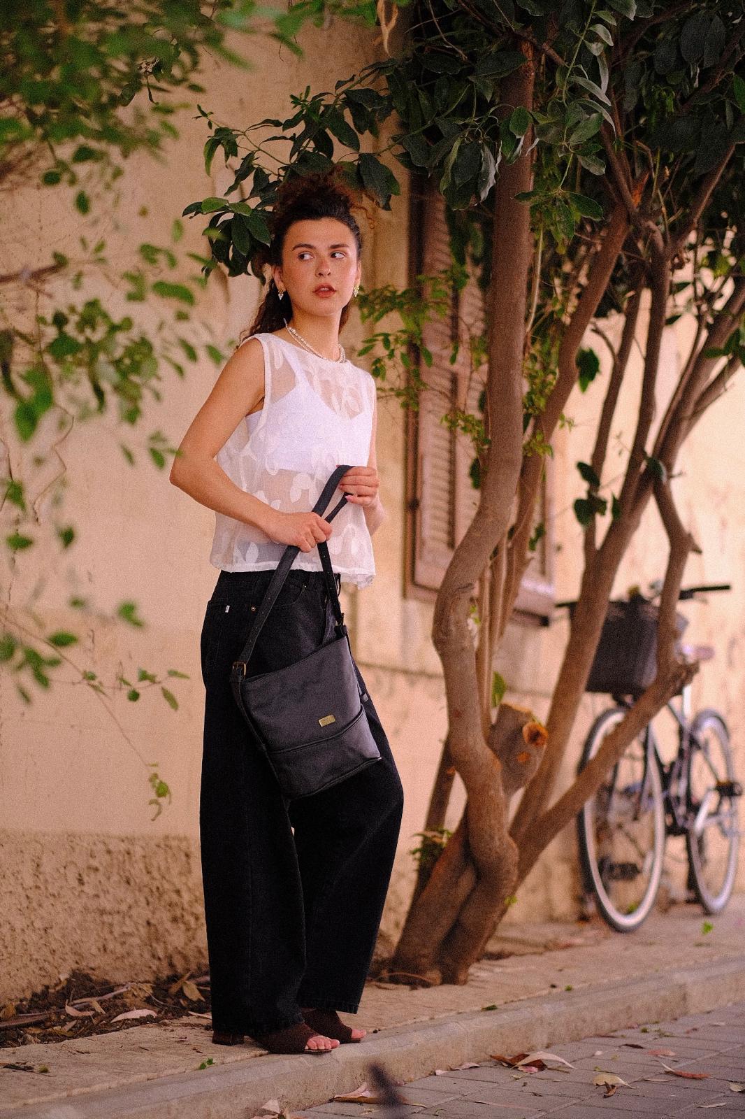 Mini Bucket Crossbody Bag – Black Matte Vegan Leather