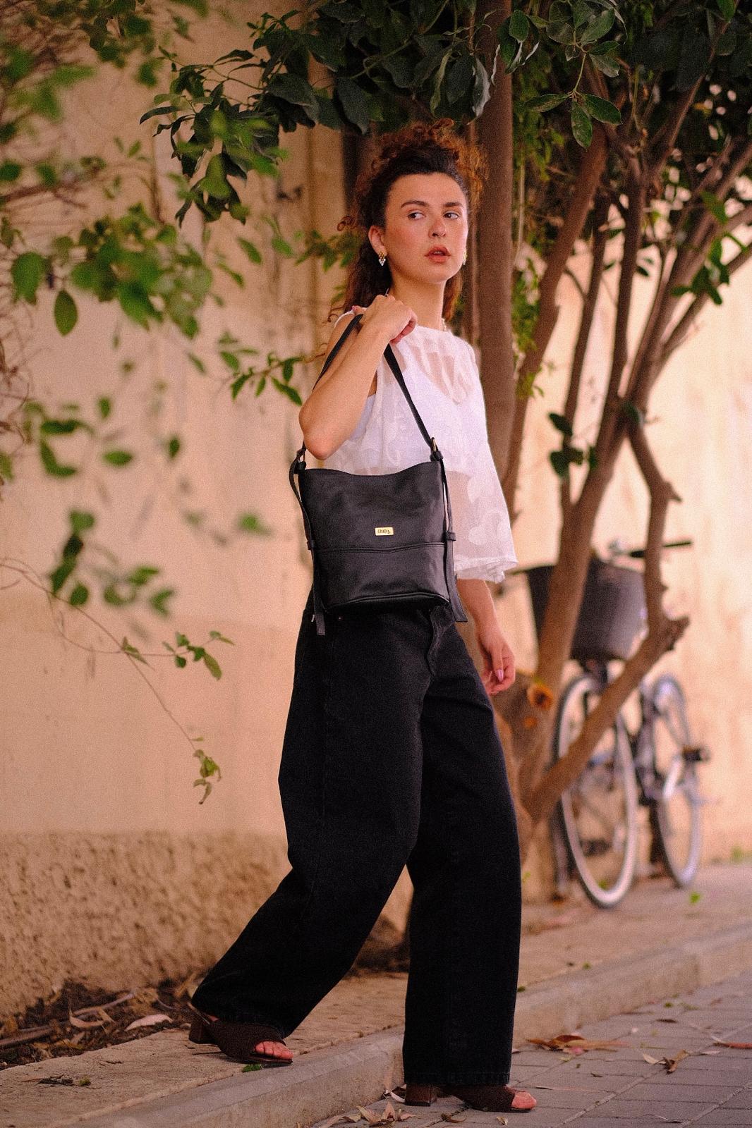Mini Bucket Crossbody Bag – Black Matte Vegan Leather