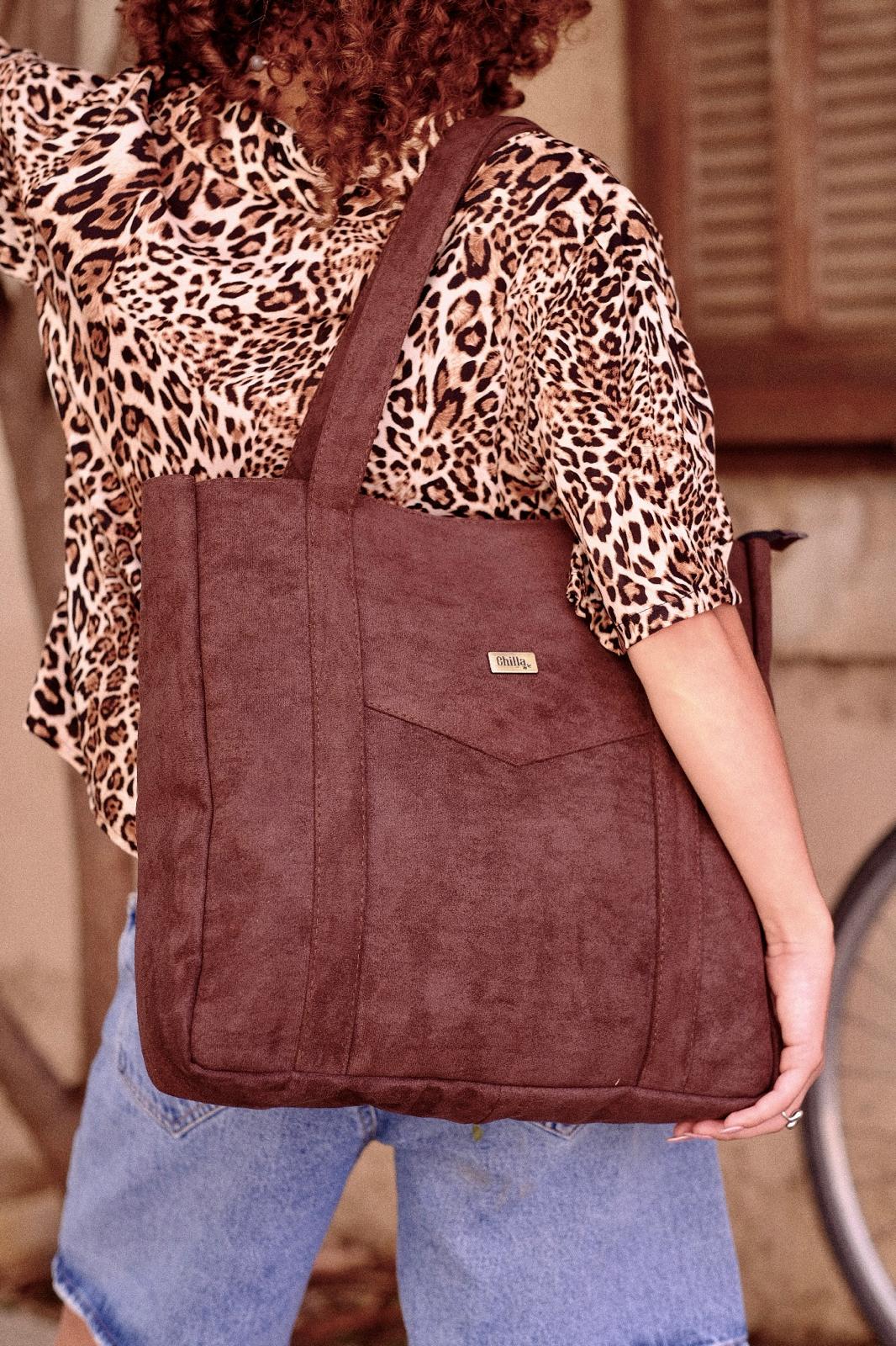 Dark Brown Suede-Like NOKO Large Side Bag