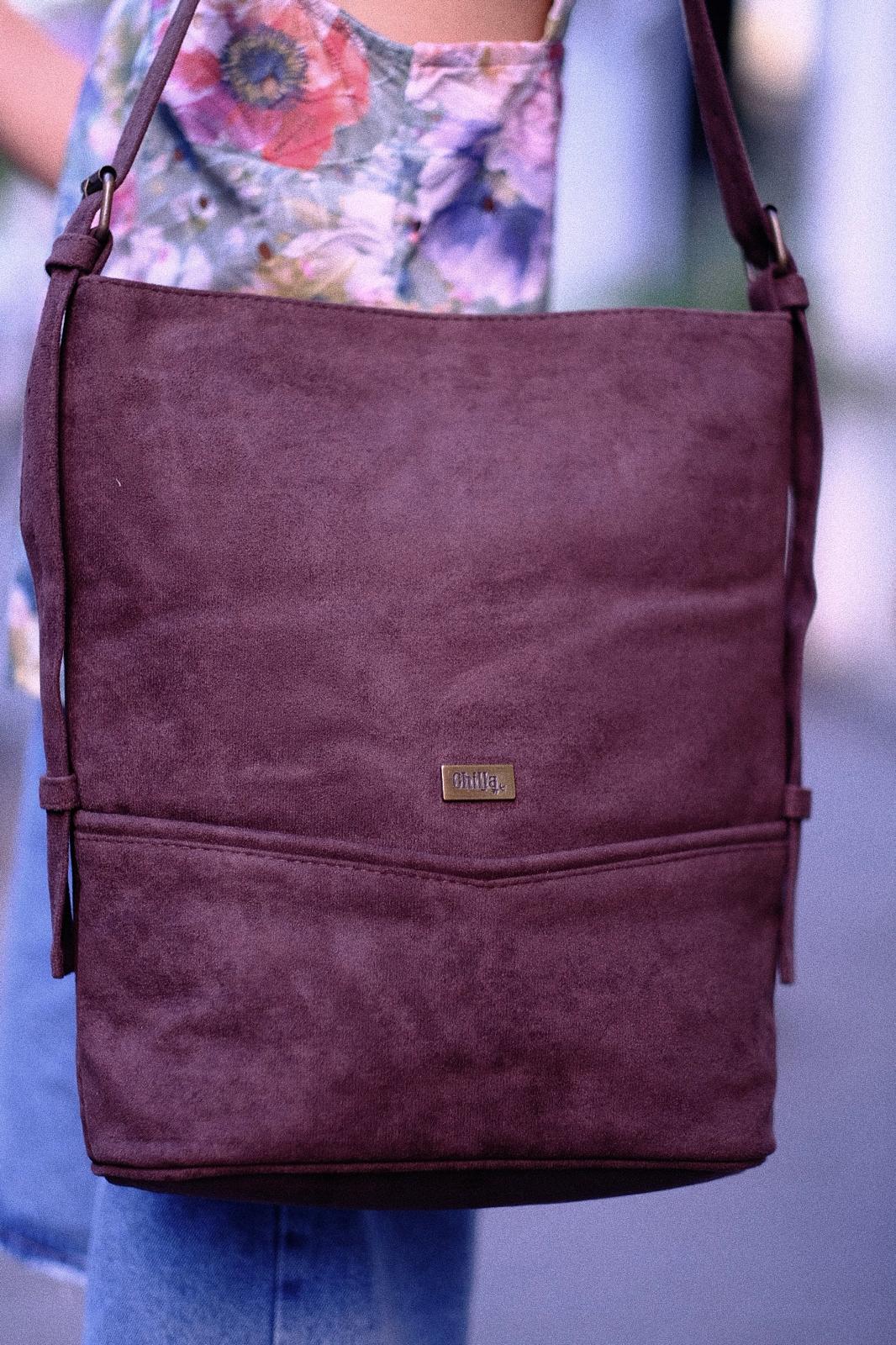 Brown Suede-Like Large Bucket Side Bag