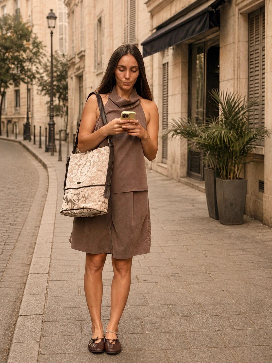 Brown Elizabeth Large Bucket Side Bag