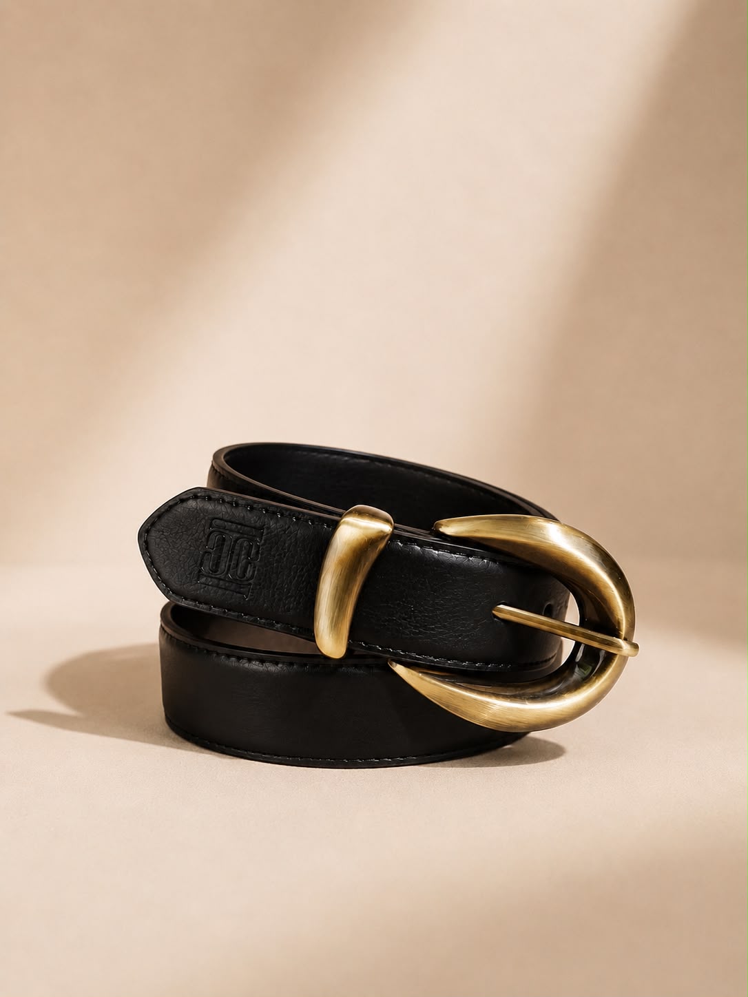 Women's Vegan Leather Buckle Belt – Black