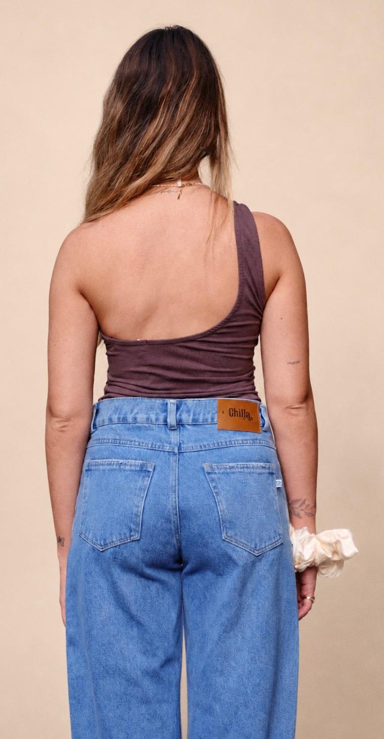 One Shoulder Top – Brown