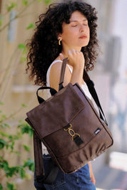 תיק גב מיני סטודנטס חום דמוי עור