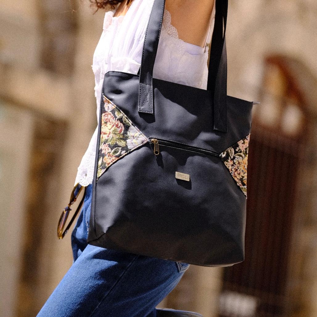 תיק צד Tommy וינטייג' Flowery שחור דמוי עור