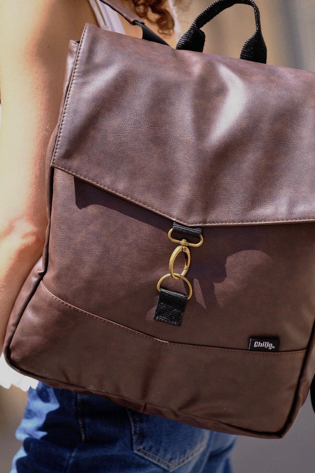 תיק גב סטודנטס גדול חום רטרו