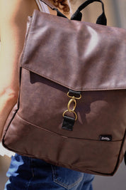 תיק גב סטודנטס גדול חום רטרו