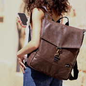 תיק גב סטודנטס גדול חום רטרו