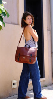 תיק גב/צד Jaffa גדול חום אדמה