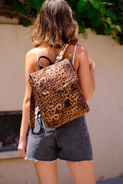 Suede Like Leopard Print Mini Students Backpack