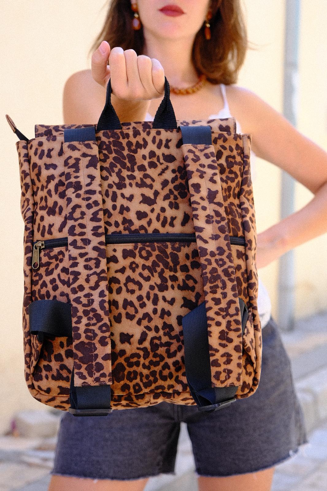 New Leopard Suede-Like Mini Students Backpack