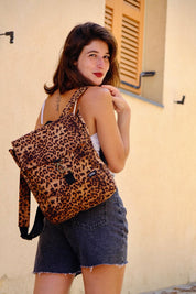 Suede Like Leopard Print Mini Students Backpack