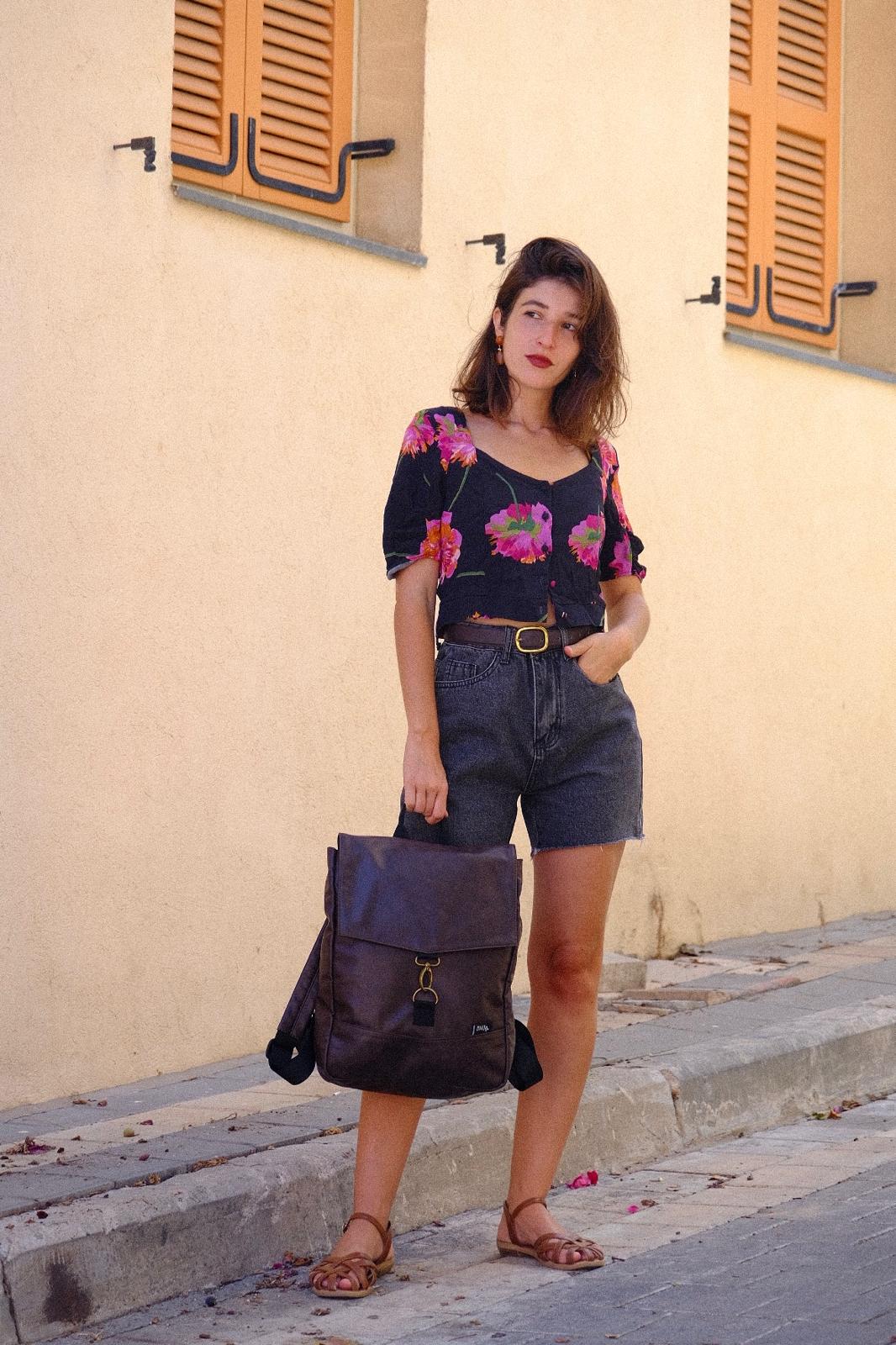 Medium Brown Retro Students Backpack