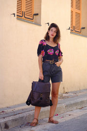 Medium Brown Retro Students Backpack