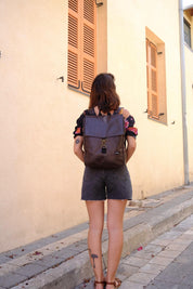 Medium Brown Retro Students Backpack