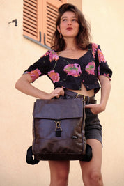 Medium Brown Retro Students Backpack