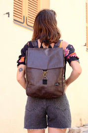 Medium Brown Retro Students Backpack