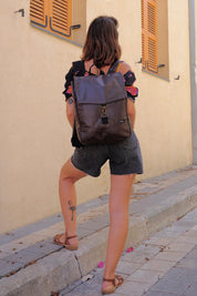 Medium Brown Retro Students Backpack