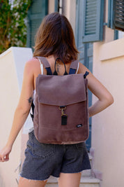 Medium Brown Suede Like Students Backpack