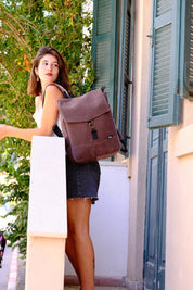 Medium Brown Suede Like Students Backpack