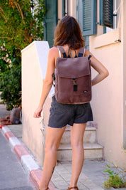 Medium Brown Suede Like Students Backpack
