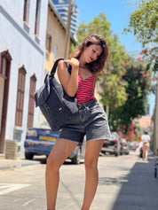 Medium Black Corduroy Students Backpack