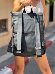 Medium Black with Leopard Pattern Students Backpack