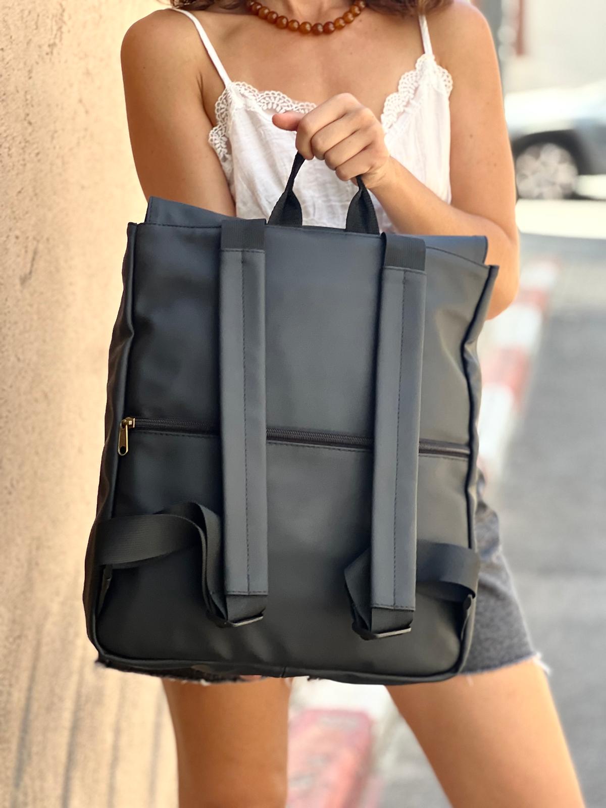 Large Black with Leopard Print Students Backpack