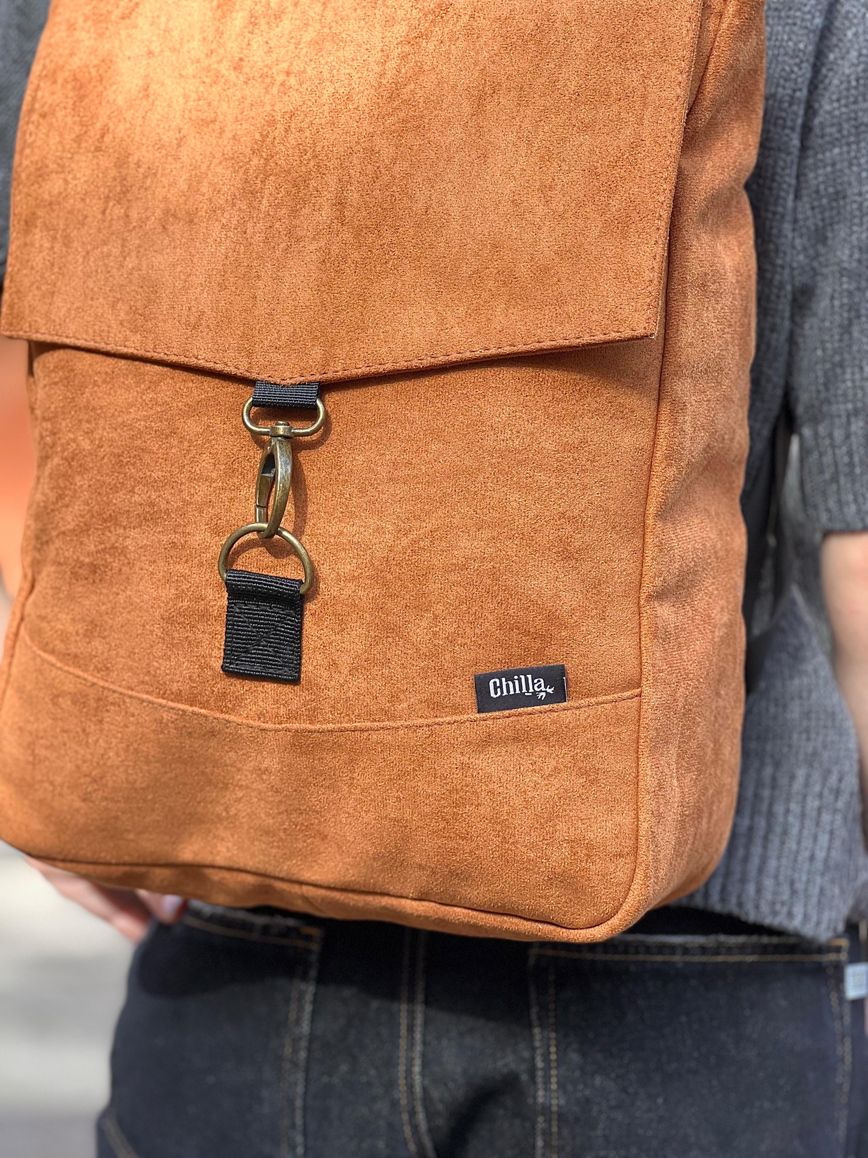 Mustard Suede-Like Medium Students Backpack