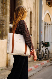 Cream Vegan Leather NOKO Shoulder Bag