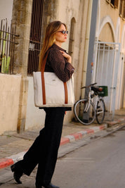 Cream Vegan Leather NOKO Shoulder Bag