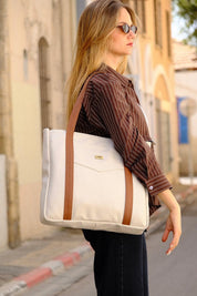 Cream Vegan Leather NOKO Shoulder Bag