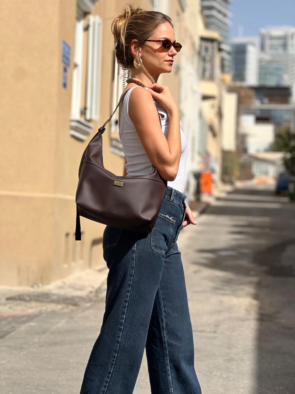 Luna Large Crossbody Bag – Chocolate Brown Vegan Leather