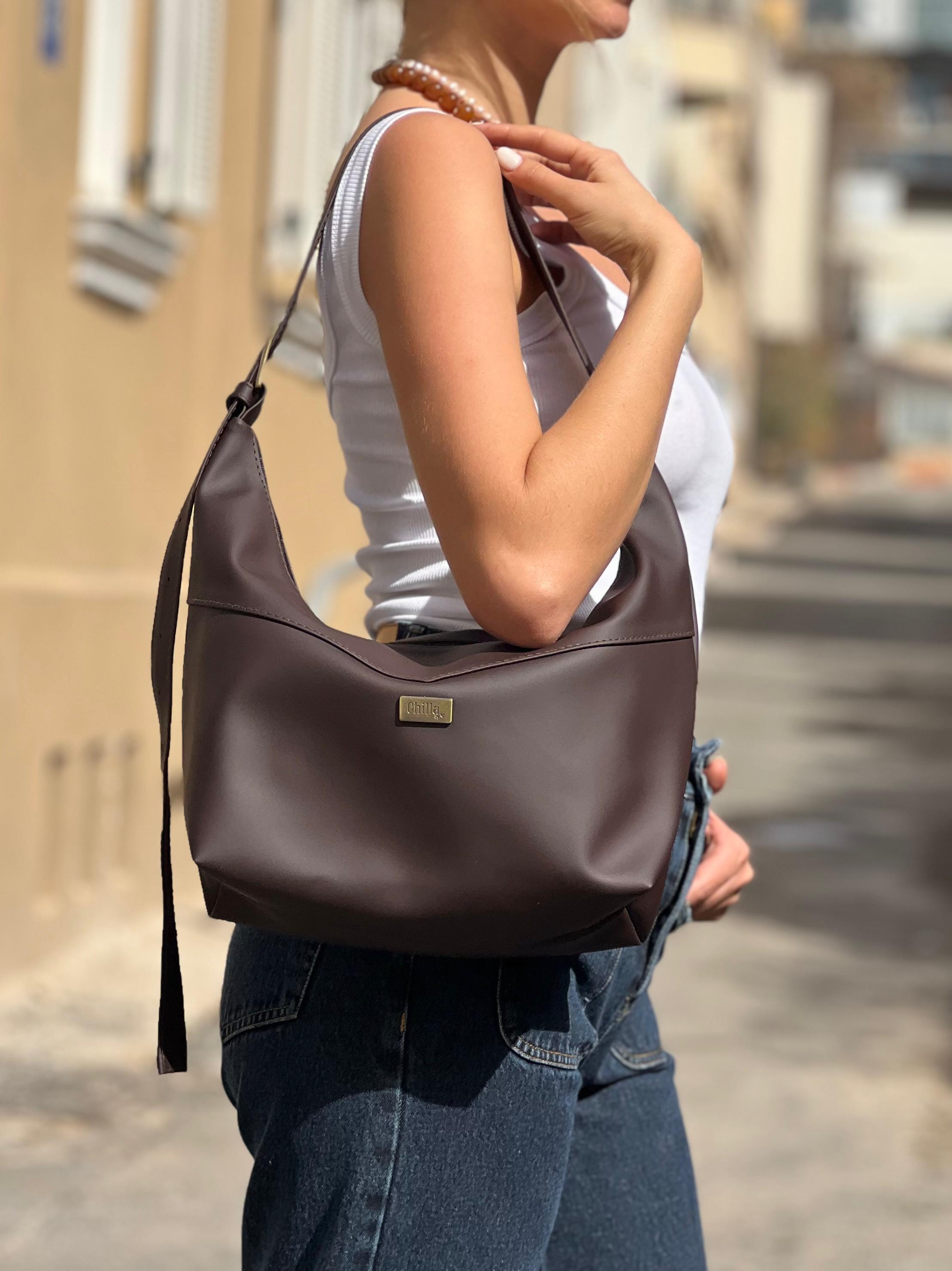 Luna Large Crossbody Bag – Chocolate Brown Vegan Leather