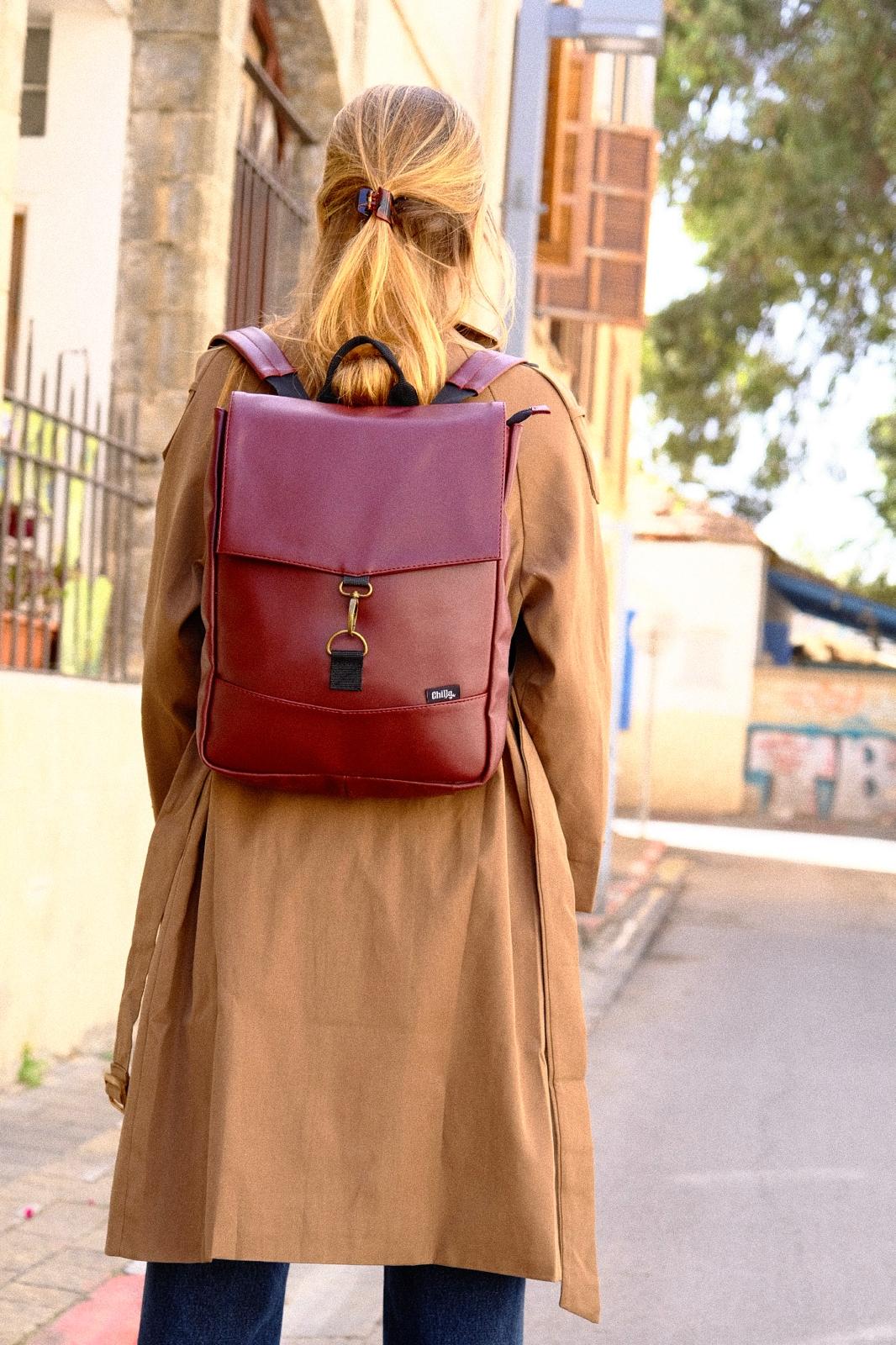 Shiny Burgundy Medium Students Backpack