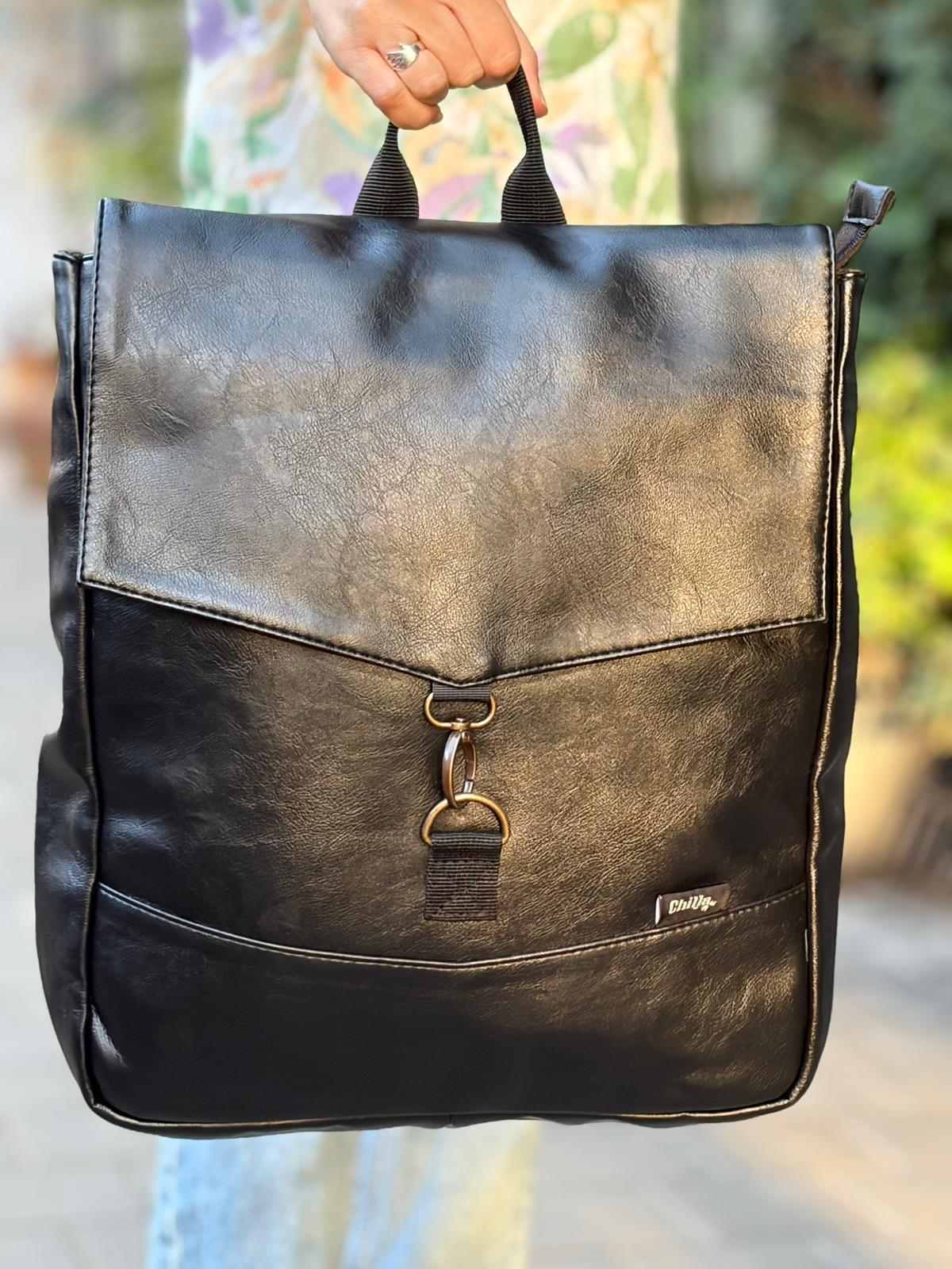 Black Retro Large Students Backpack