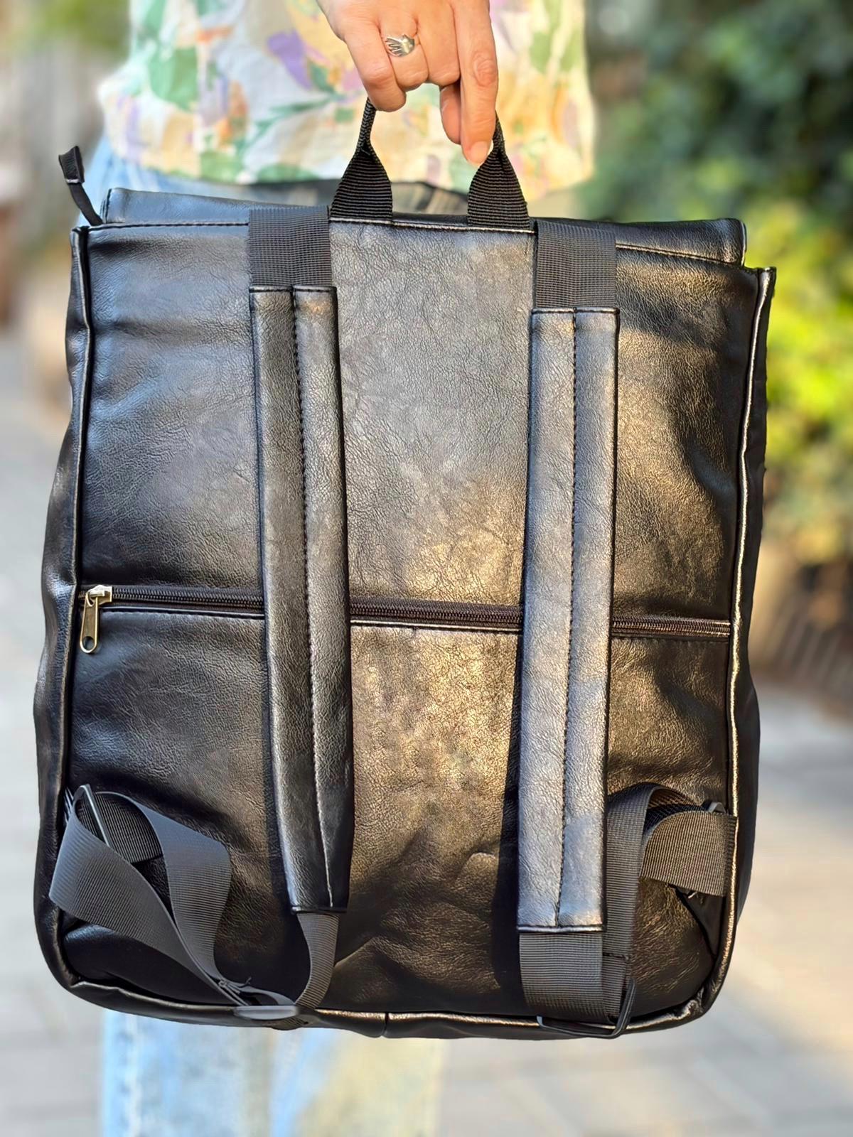 Black Retro Large Students Backpack