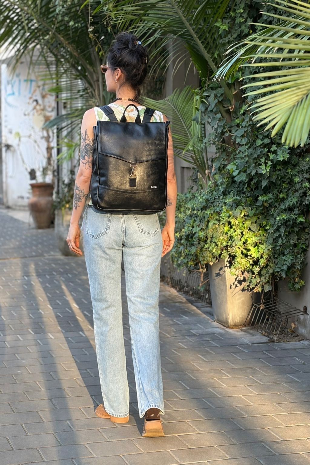 Black Retro Large Students Backpack