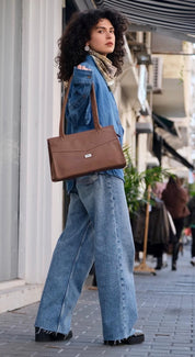 תיק כתף Lou'iz חום בהיר