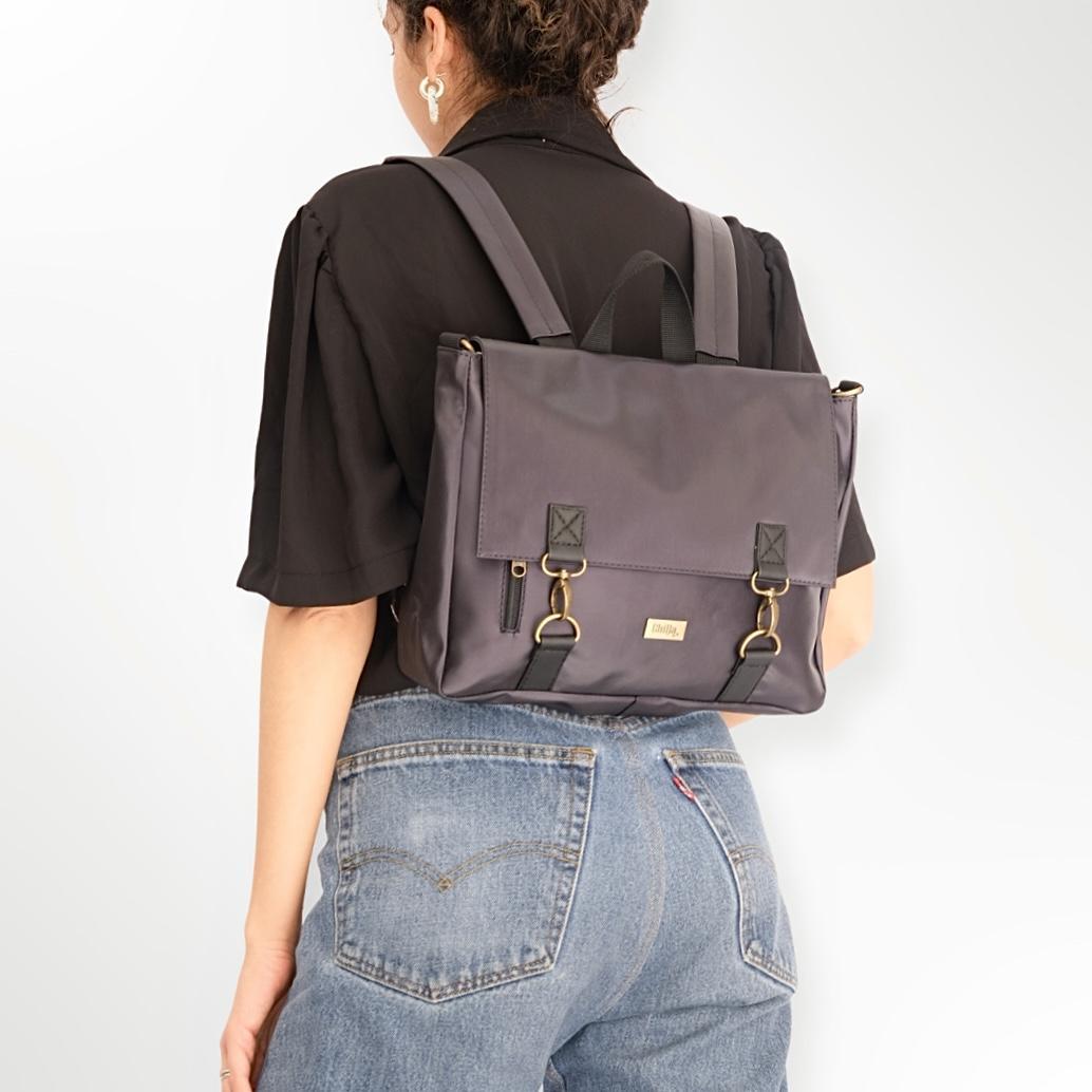 Metallic Dark Purple 'Jaffa' Backpack/Side Bag