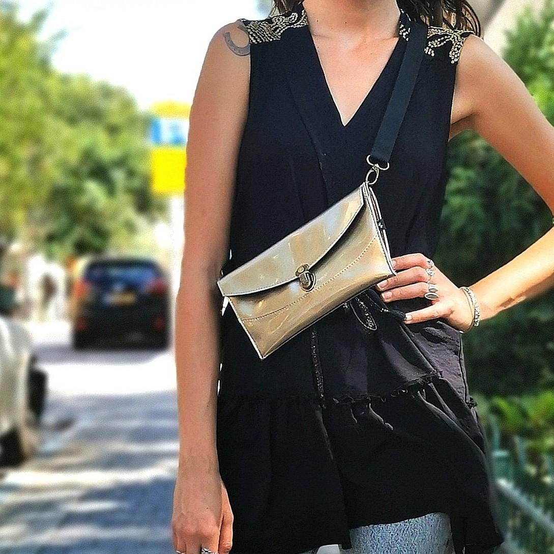 Side handle / clutch Jacob Gold Metallic -