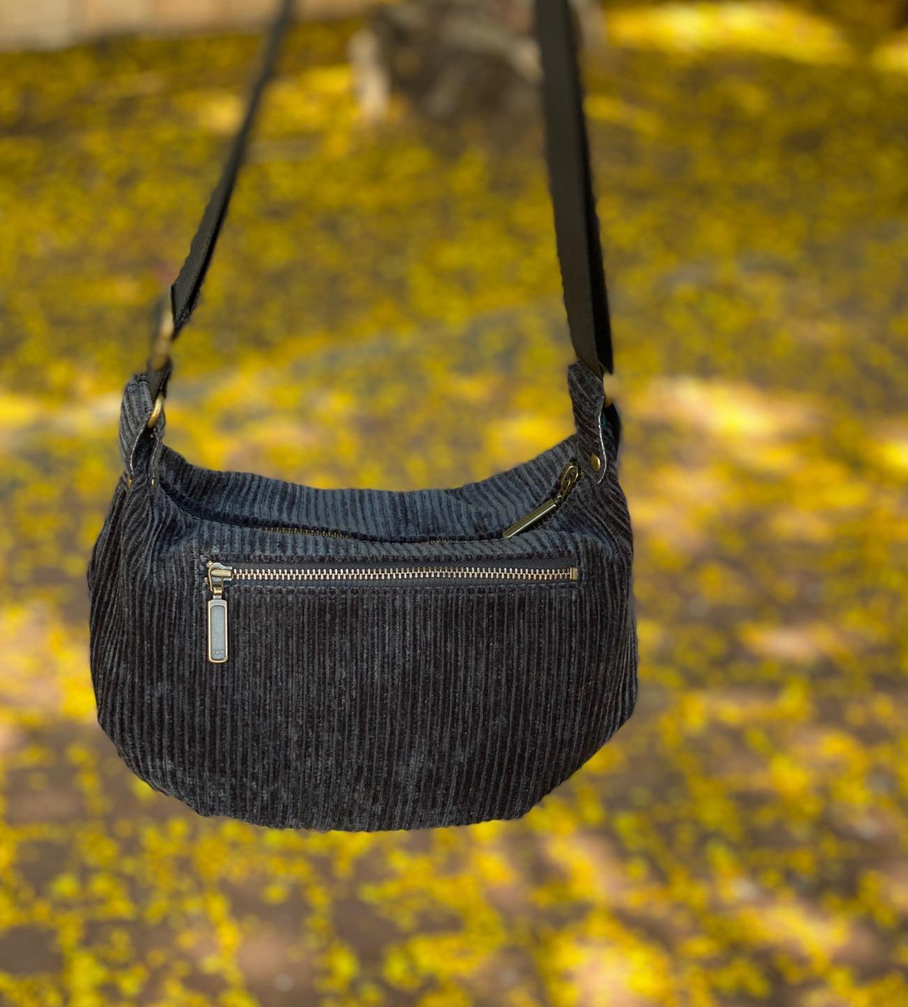 Black Corduroy 'Vital' Shoulder Bag