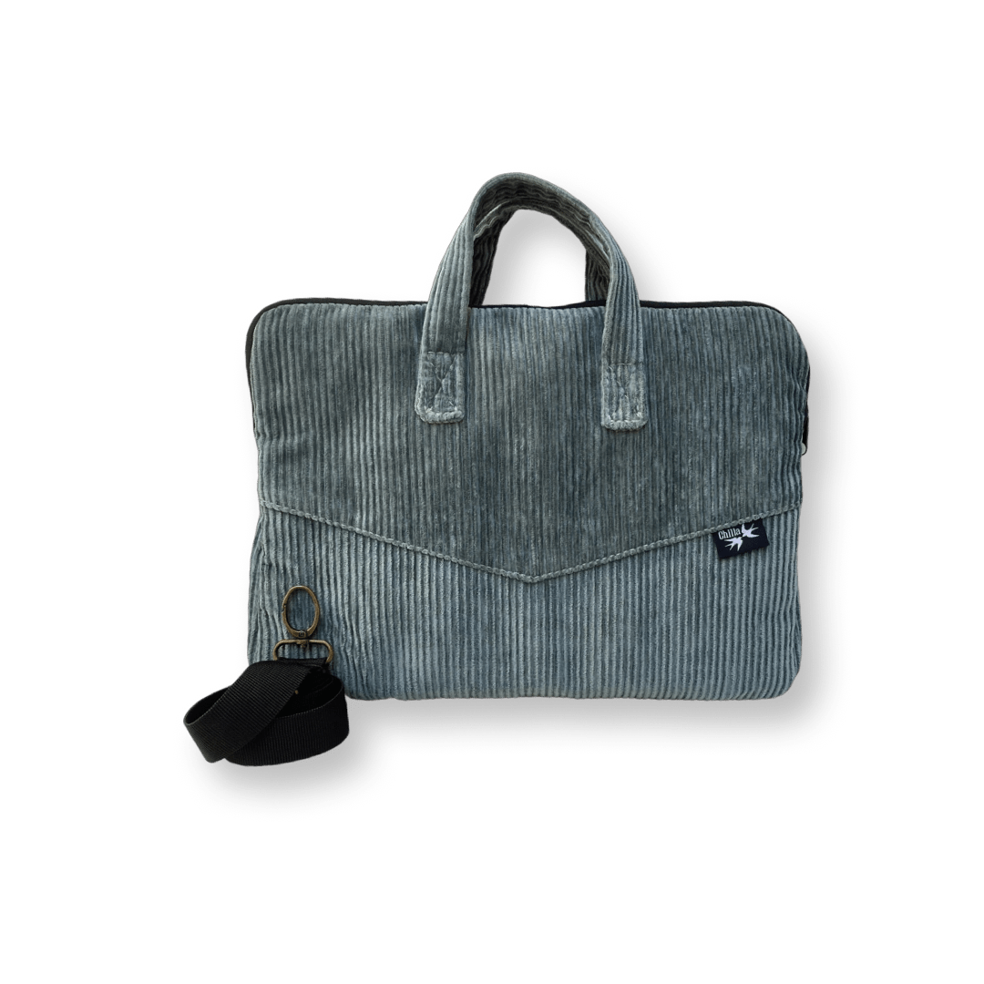 Turquoise Gray Corduroy Laptop Case