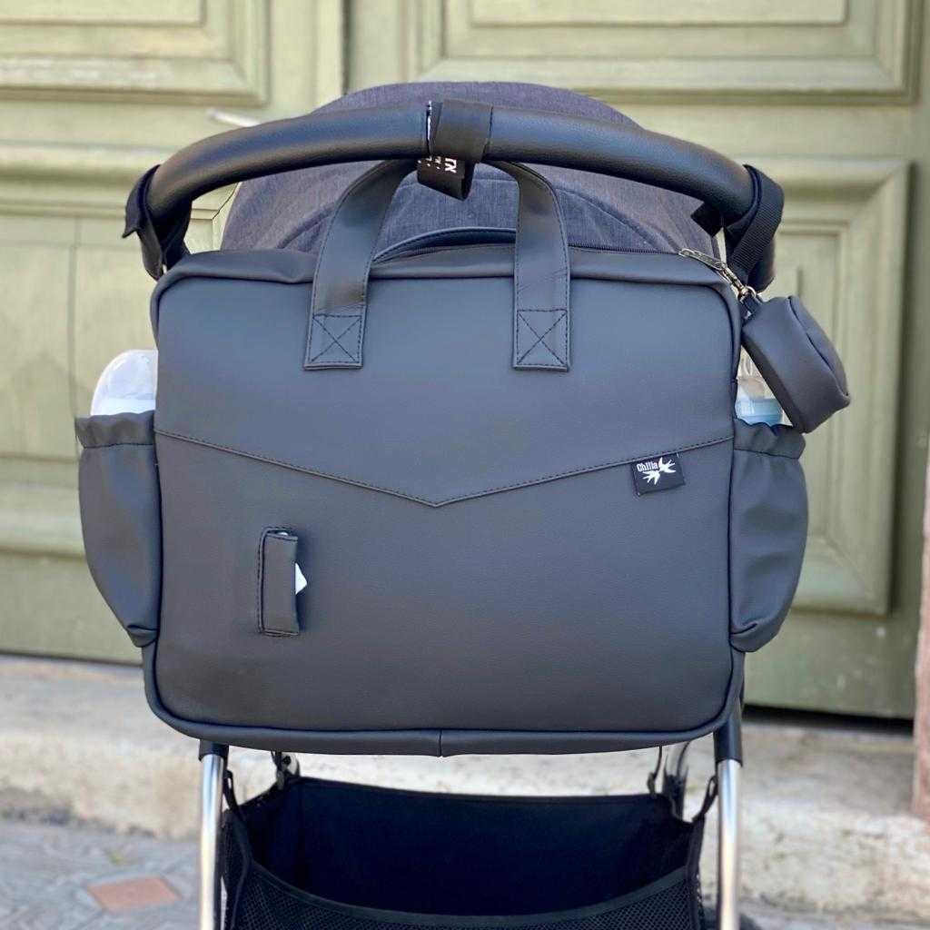 Black Vegan Leather 'Style Baby' Diaper Bag