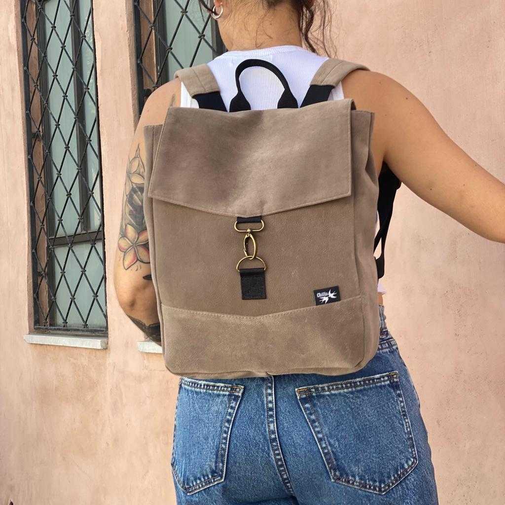 Brown Suede-like Mini Students Backpack