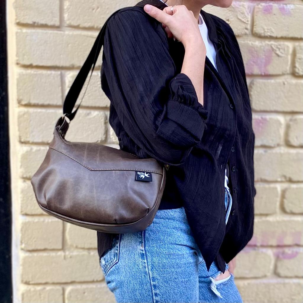 Stunning Brown Vegan Leather 'Vital' Shoulder Bag