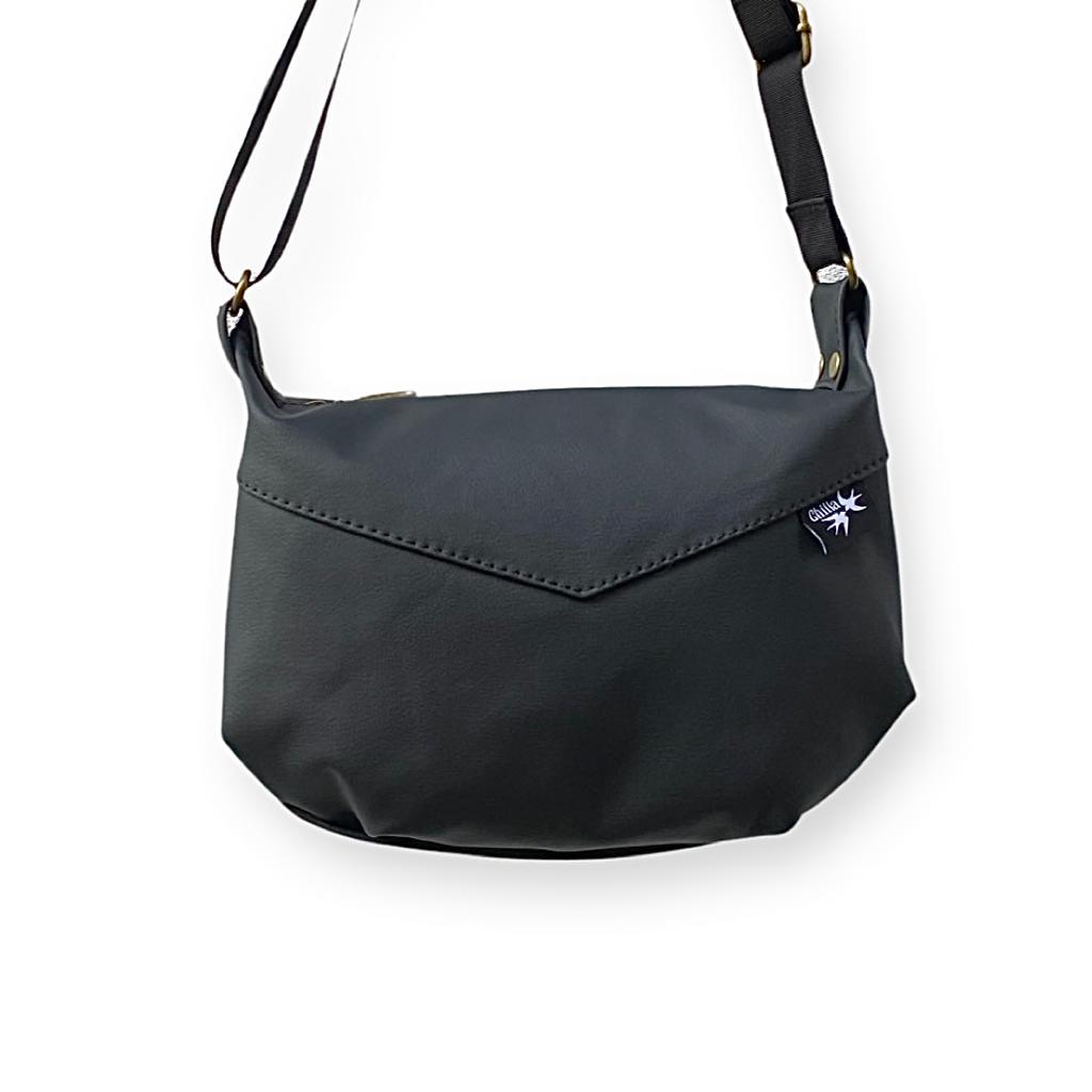 Black Vegan Leather 'Vital' Shoulder Bag -